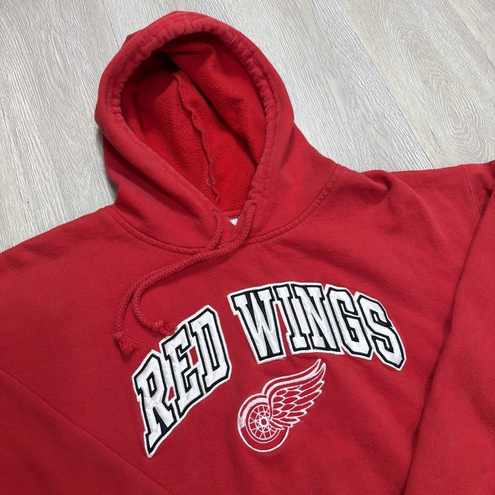 Vtg Detroit Red Wing NHL Pullover Hoodie XL Wings Embroidered Logo USA Sports